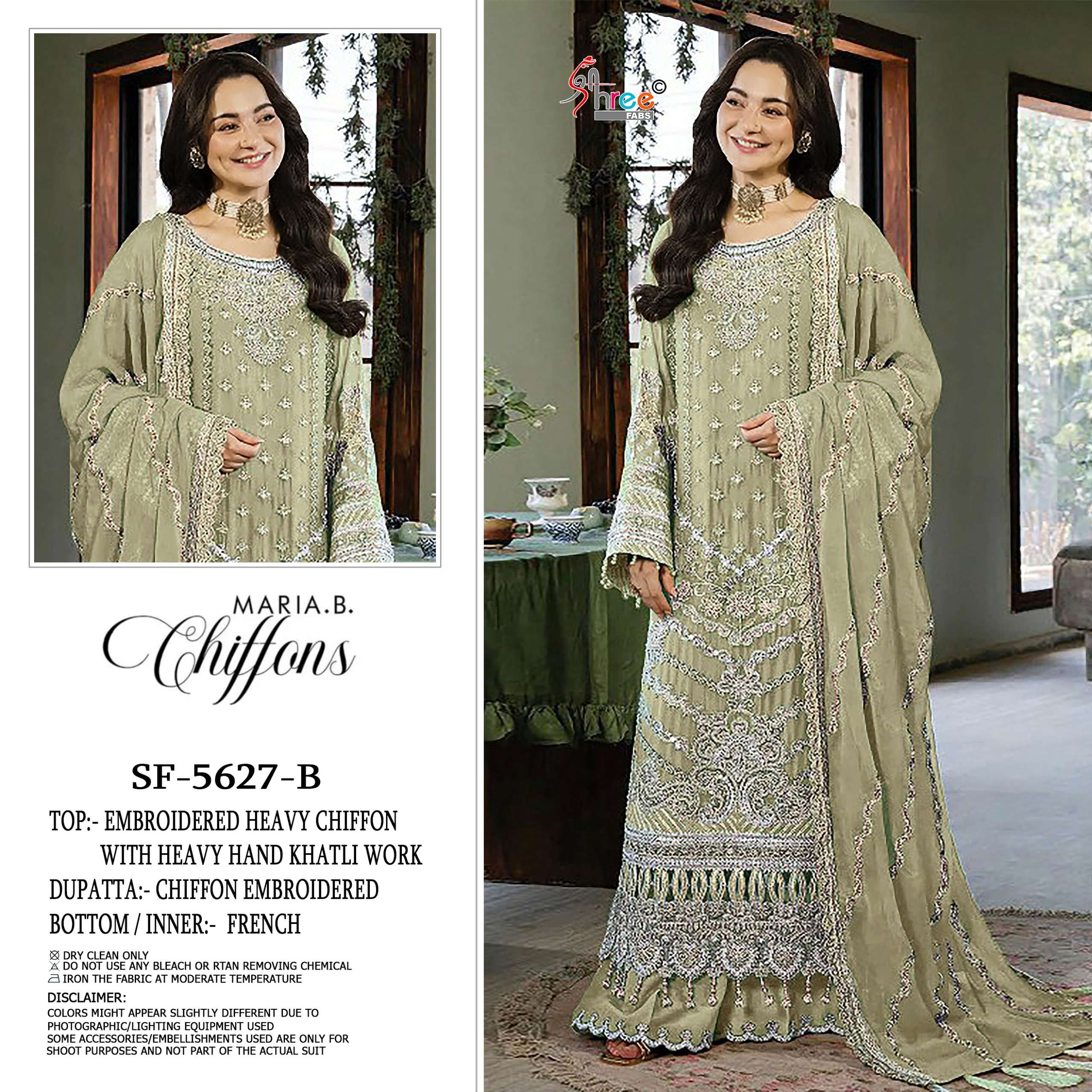 SHREE FABS SF 5627 COLOR CHIFFON EMBROIDERY PAKISTANI OUTFIT UNSTITCH SET DEALER